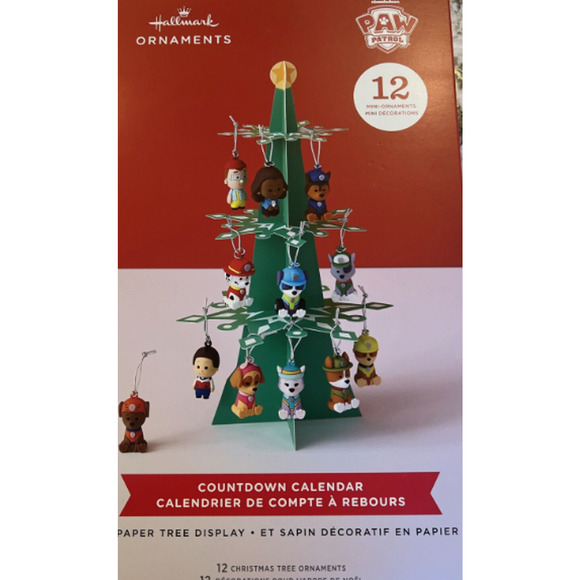 Hallmark PAW PATROL Countdown Calendar Tree 12 Mini Ornament Nwt - Picture 2 of 8